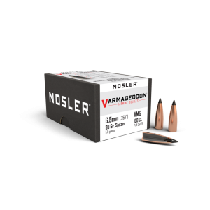Nosler Varmageddon 6.5mm 90 grain flat base tipped varmint bullets box - 2