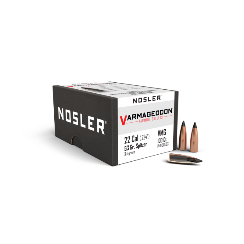 Nosler Varmageddon 22 caliber 53 grain flat base tipped varmint bullet box - 2