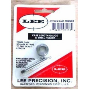 Lee Precision case length gauge and shell holder for rifle brass trimming