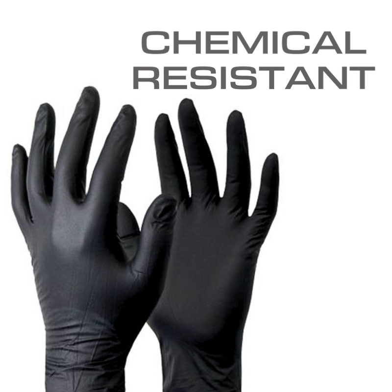 Black nitrile protective gloves for gun cleaning and chemical handling - 2