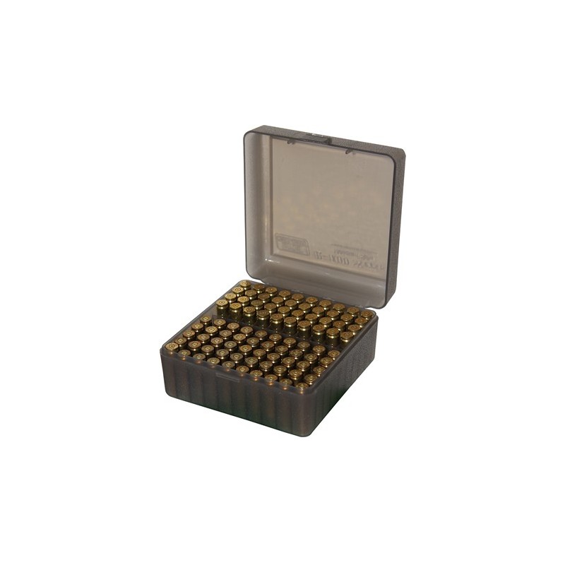 MTM AMMO BOX 100 Medium RIFLE FLIP-TOP Smoke