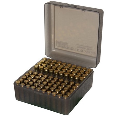MTM AMMO BOX 100 Medium RIFLE FLIP-TOP Smoke