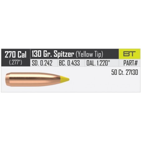 Nosler 130gr Ballistic Tip Hunting Bullets 270 Caliber (50 pack)