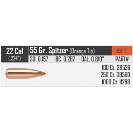 Nosler 55gr Ballistic Tip Varmint Bullets 22 Caliber  (100 pack)