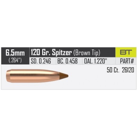 Nosler 120gr .264 Ballistic Tip Hunting Bullets 6.5mm