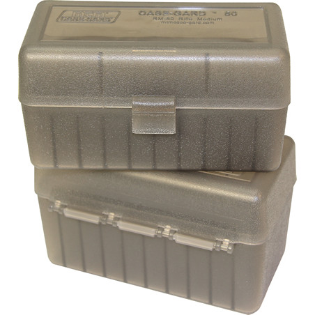 MTM AMMO BOX 50 Large RIFLE FLIP-TOP Clear Smoke