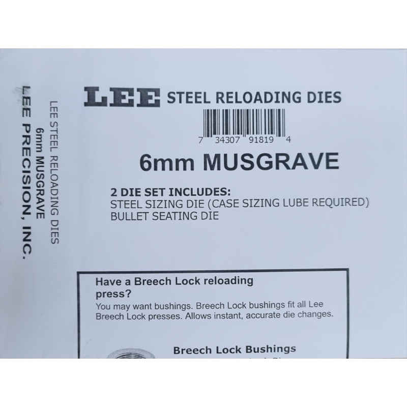 Lee 2-Die Set 6mm Musgrave