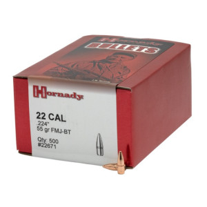 Hornady 55gr 22 Cal .224 FMJ-BT