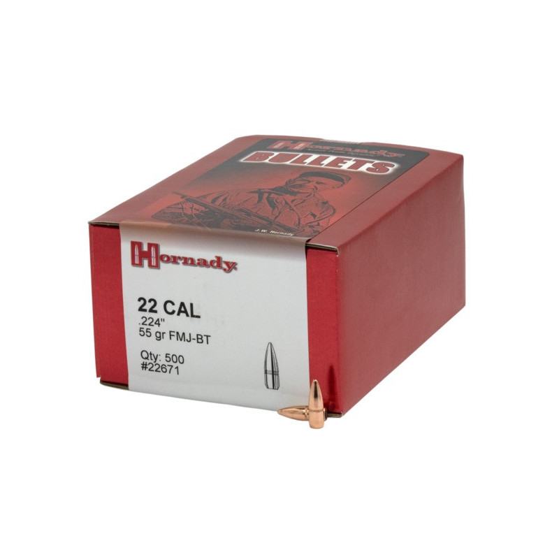 Hornady 55gr 22 Cal .224 FMJ-BT