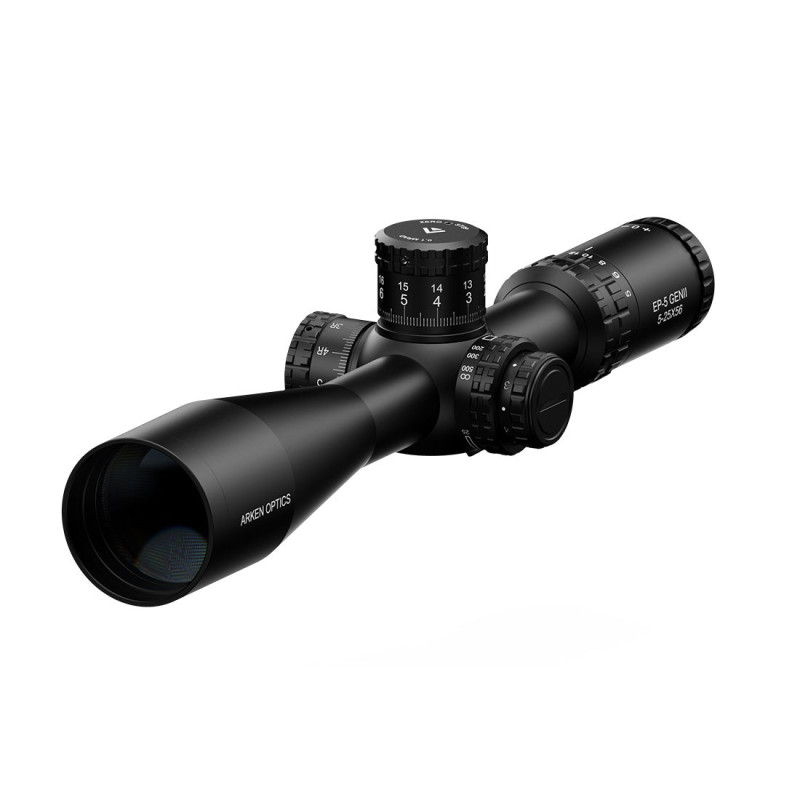 Arken Optics EP-5 GENII 5-25x56 FFP Illuminated Riflescope — Zero Stop — 34mm Tube - MIL - TOR