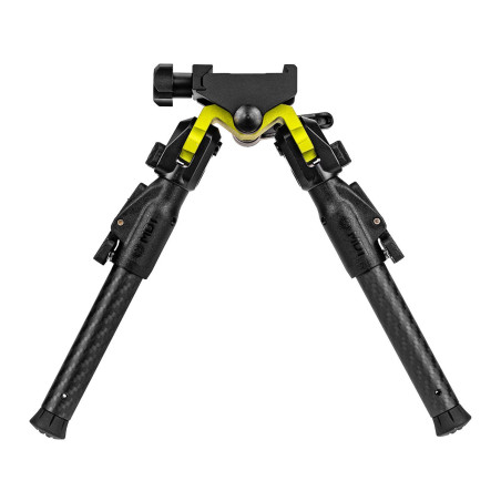MDT GRND-POD carbon fiber bipod mounted on rifle for shooting support