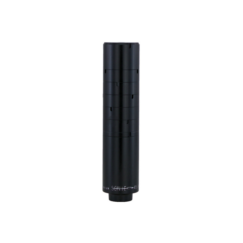 Nielsen Sonic 45 Compact rifle suppressor with knurled aluminum body