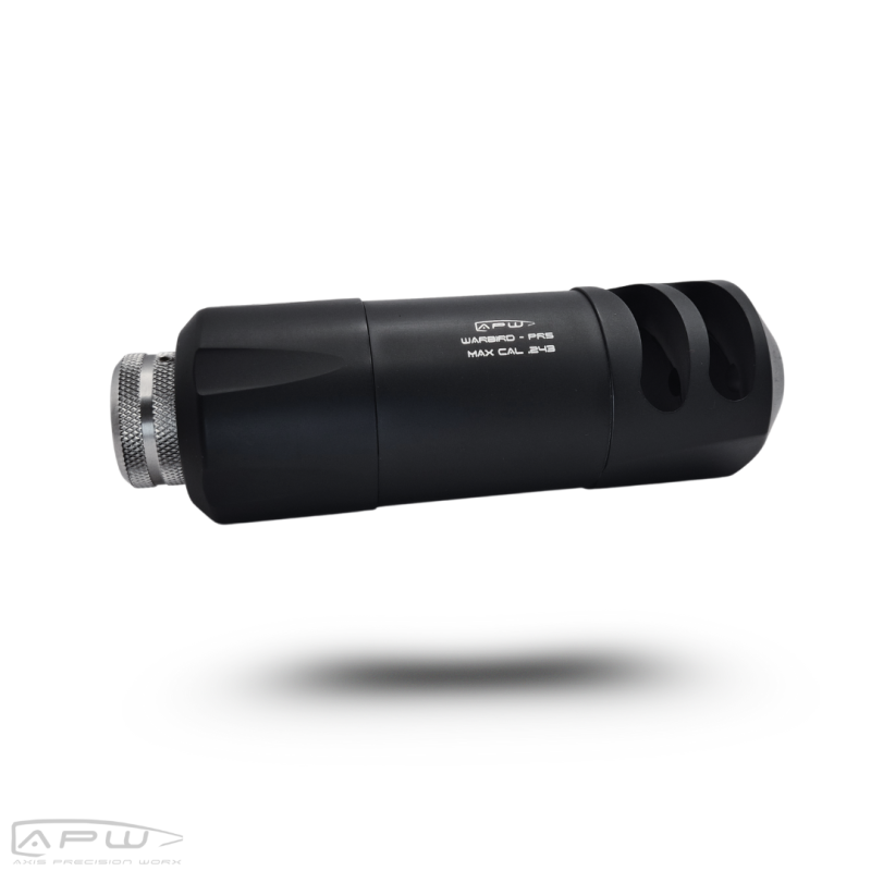 APW PRS Warbird compact stainless steel competition suppressor .243 caliber - 2