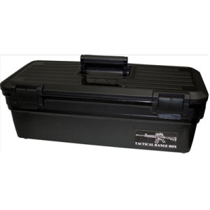 MTM black tactical range box with AR-15 magazine well fork and cleaning storage - 3